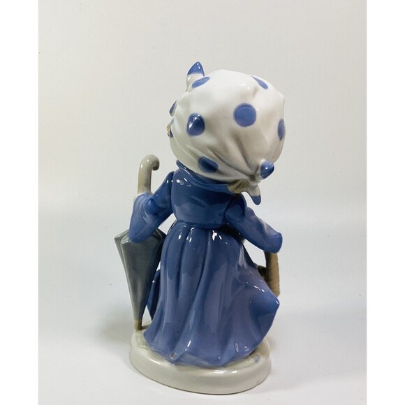 Porcelain Arnart KPM Young Girl With Umbrella and Flower Basket Figurine - Picture 3 of 5